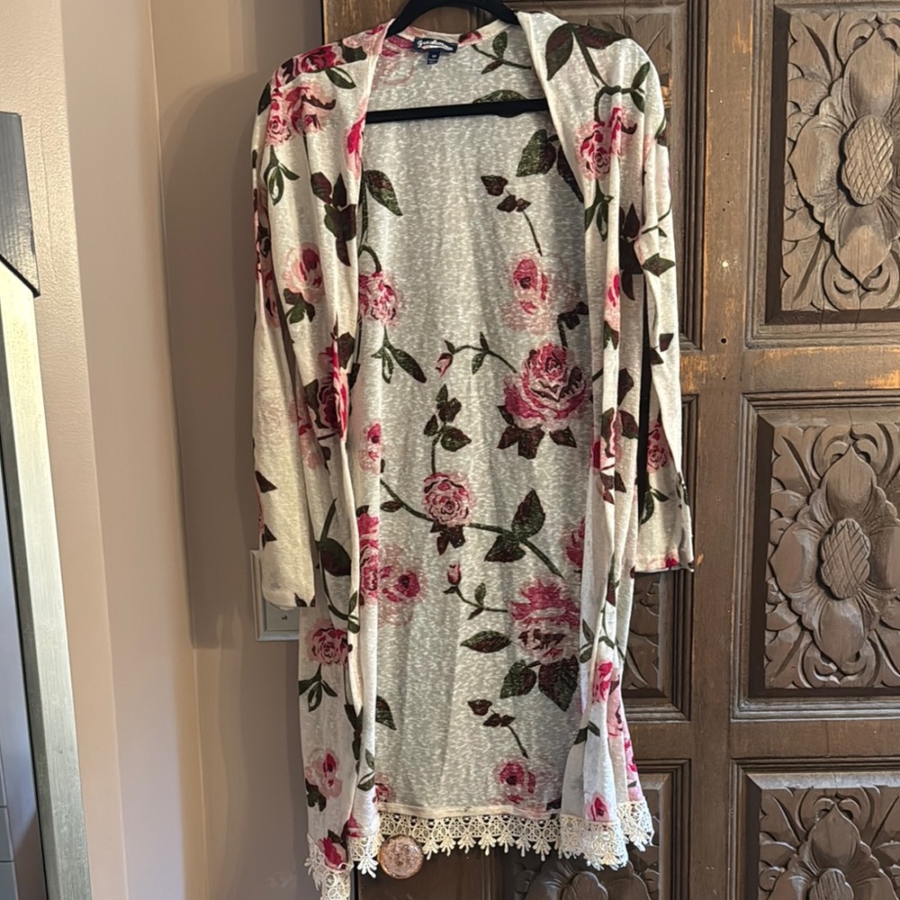 Floral Duster - Pink and Green